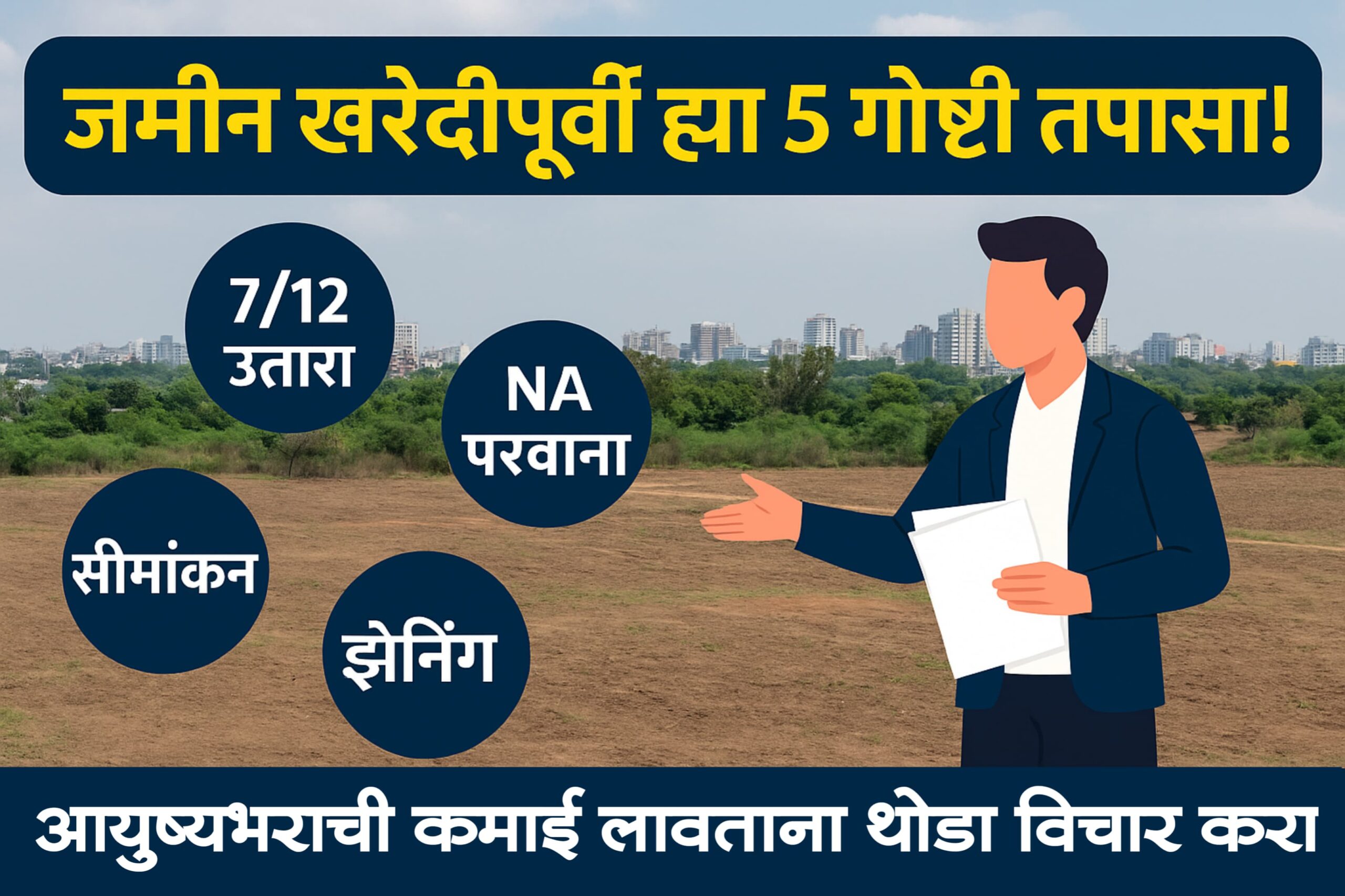 "जमीन खरेदीपूर्वी तपासायच्या ५ गोष्टी - मराठी माहिती"